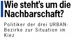 Wie steht's um die Nachbarschaft? - Politiker der drei URBAN-Bezirke zur Situation im Kiez